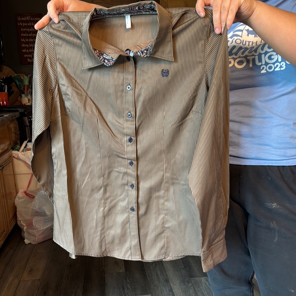 Cinch Brown Striped Shirt